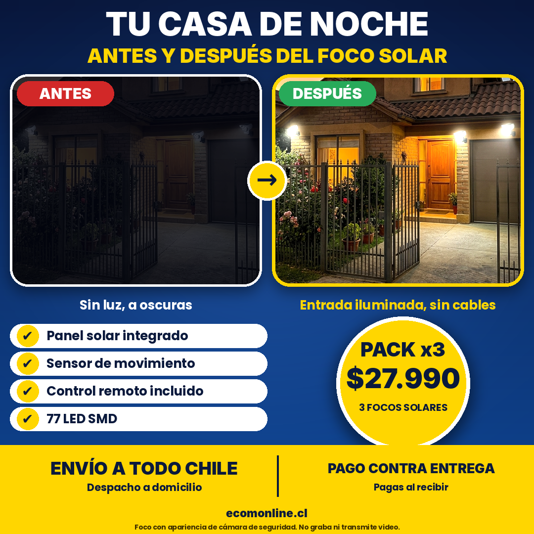 Focos Solares Tipo Camara + Control Remoto